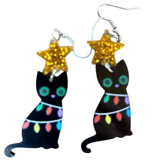 Christmas Cat Earrings - Picture 1 of 3
